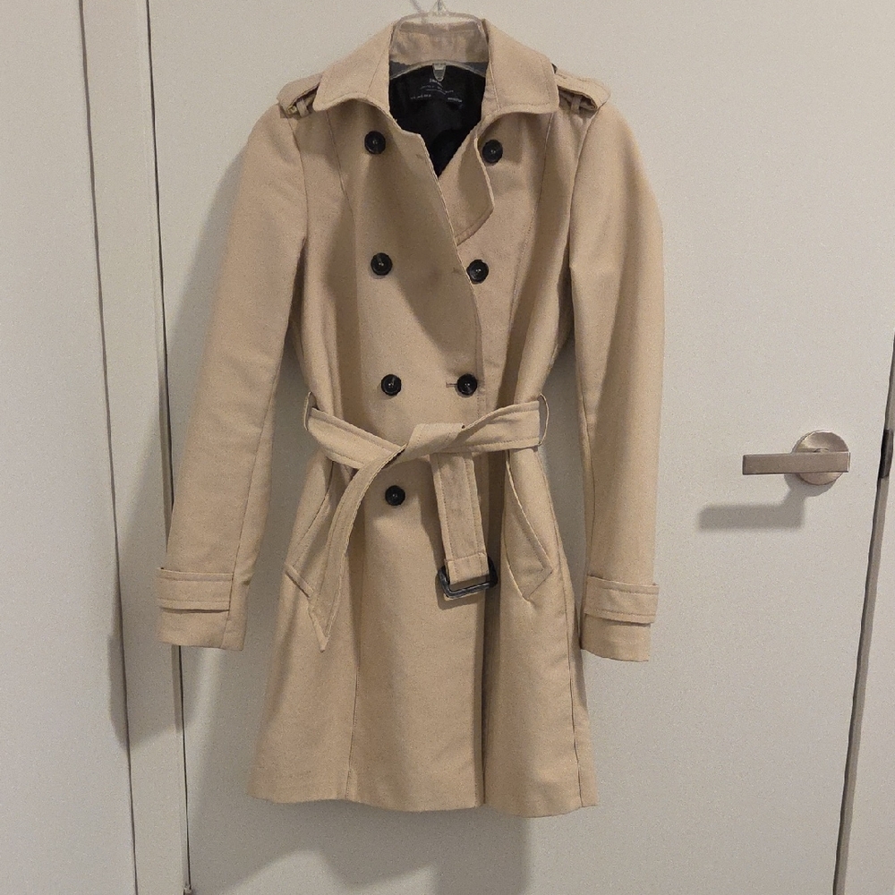 Zara Beige Double-Breasted Trench Coat - XS